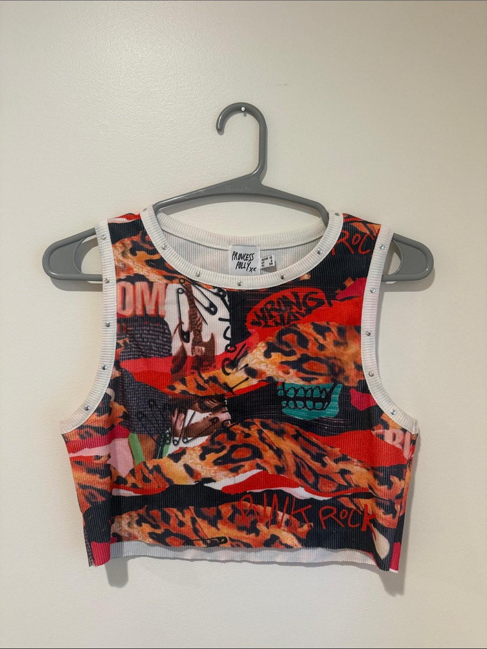 Princess Polly Red & Black Leopard Graphic Crop Tank